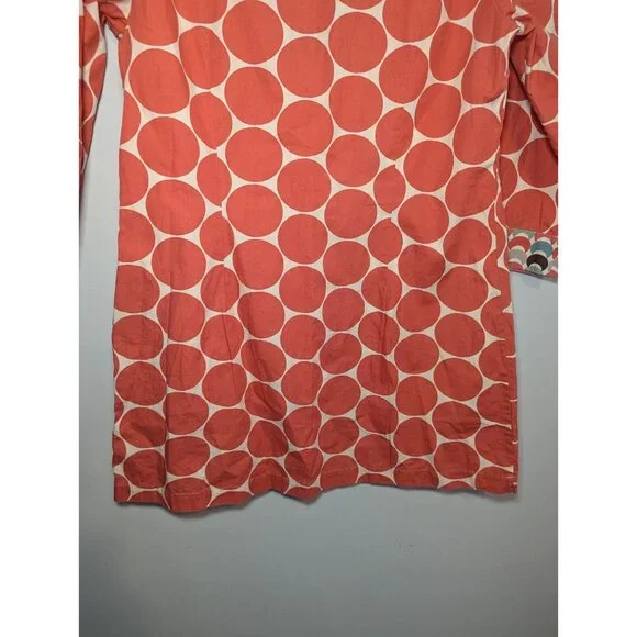 Women's Boden Geometric Blue Orange 3/4 Sleeve Cotton Beach Kaftan Tunic Size 10 - Picture 8 of 13